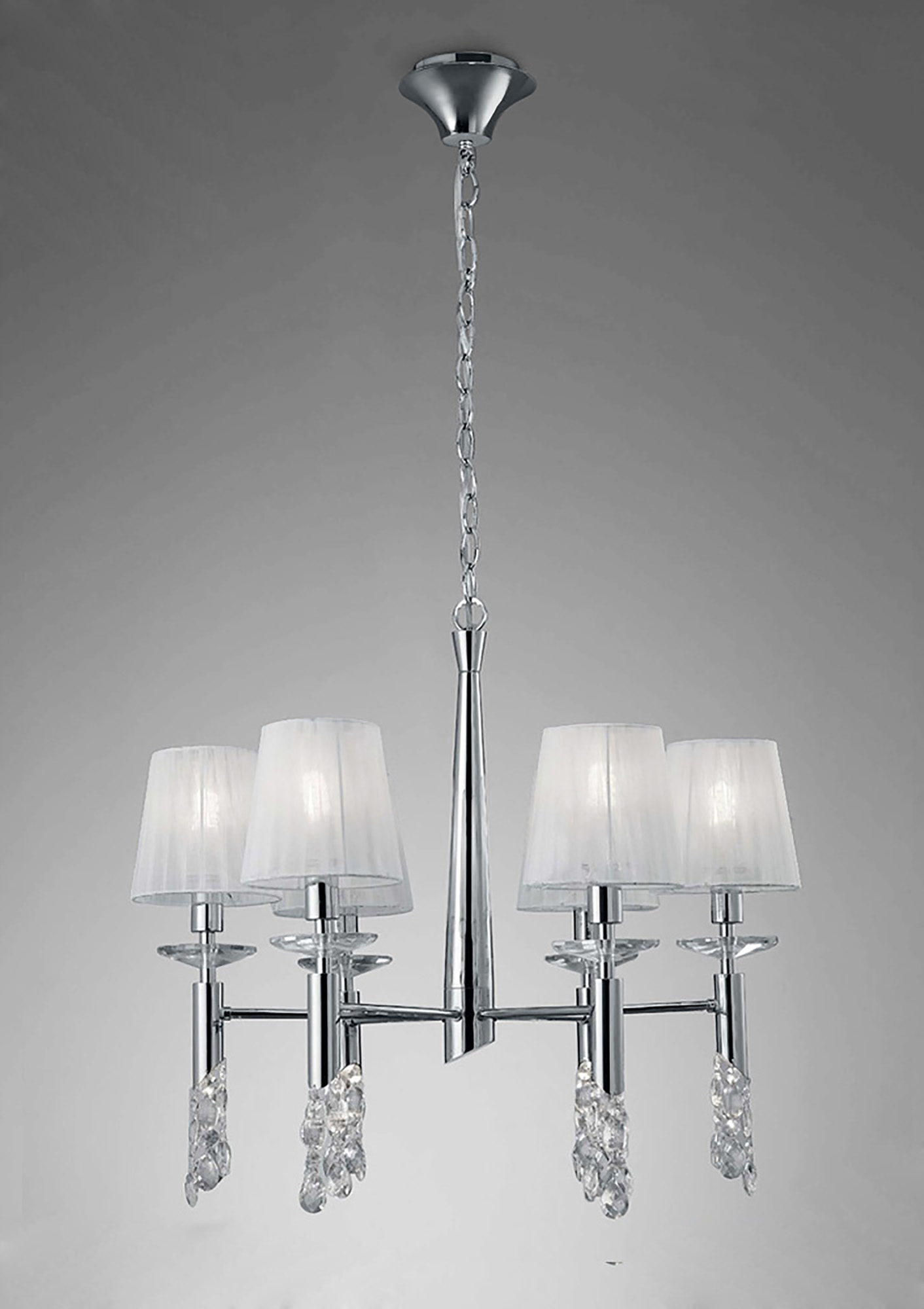 M3851  Tiffany Polished Chrome Pendant 6+6 Light